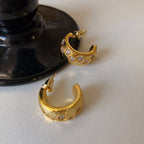 Light Luxury Gold-Plated C-Shaped Honeycomb Multi-Zircon Earrings