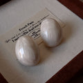 Enamel S925 Sterling Silver Wine-Red Off-White Oval Earrings