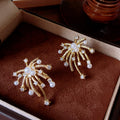 Luxury Gold-Plated Firework Zircon Faux Pearl Earrings