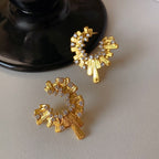 Vintage-Luxury Gold-Plated 925 Sterling Silver C-Shaped Multi-Zircon Earrings