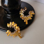 Vintage-Luxury Gold-Plated 925 Sterling Silver C-Shaped Multi-Zircon Earrings
