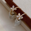 Luxury Two-Tone Gold-Plated C-Shaped Multi-Zircon Earrings
