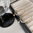 Minimalist Gold-Plated Platinum-Plated Half-Open Hoop Faux Pearl Earrings
