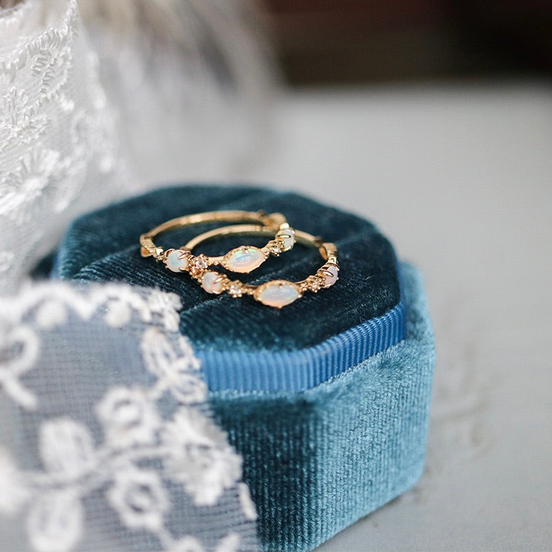 Light Luxury Gold-Plated Zircon Opal Ring