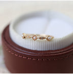 Light-Luxury Gold-Plated Square-Rhombus Zircon Natural Pearl Ring