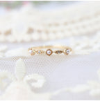 Light-Luxury Gold-Plated Square-Rhombus Zircon Natural Pearl Ring