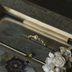 Luxury Retro Gold-Plated Hollow-Chain-Shaped Multi-Zircon Natural Pearl Ring