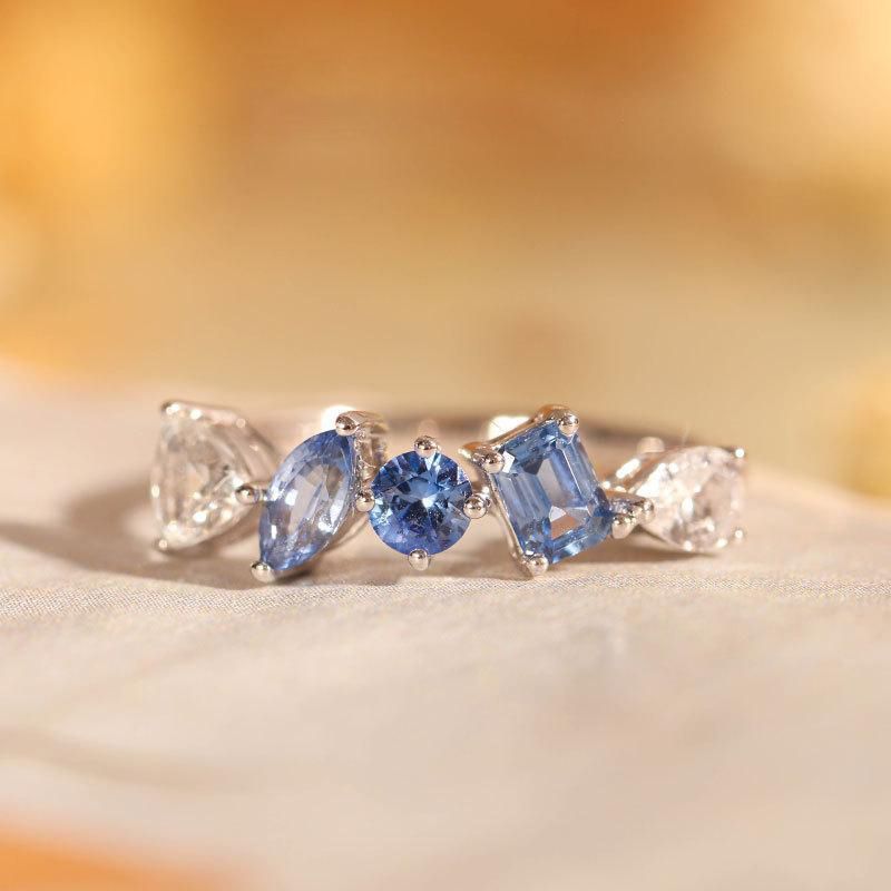 Light Luxury S925 Silver Thin-Banded Multi-Color Zircon Ring