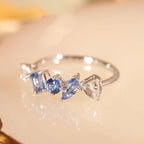 Light Luxury S925 Silver Thin-Banded Multi-Color Zircon Ring