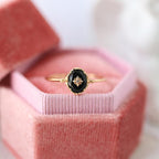 Vintage Gold-Plated Starburst Oval Faux Black Agate Ring