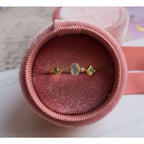 Light Luxury Gold-Plated Oval Multi-Stone Faux Aquamarine Ring
