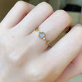 Light Luxury Gold-Plated Oval Multi-Stone Faux Aquamarine Ring