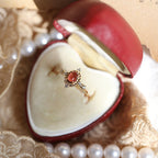 Vintage Gold-Plated Cross-Shaped Multi-Zircon Oval Garnet Ring