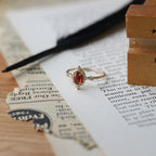 Vintage Gold-Plated Cross-Shaped Multi-Zircon Oval Garnet Ring