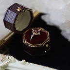 Vintage Gold-Plated Cross-Shaped Multi-Zircon Oval Garnet Ring