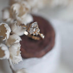 Vintage Gold-Plated Slim-Band Multi-Round Marquise-Shaped High-carbon diamond Ring
