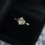 Vintage Gold-Plated Slim-Band Multi-Round Marquise-Shaped High-carbon diamond Ring