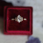 Vintage Gold-Plated Slim-Band Multi-Round Marquise-Shaped High-carbon diamond Ring