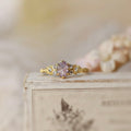 Light Luxury Vintage 14K Gold-Plated Claw-Set Multi-Clear Zircon Light Purple Zircon Ring