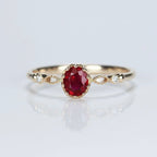 Luxury Retro 14K Gold-Plated Hollow Oval Pigeon-Blood Ruby Ring