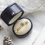 Light-Luxury Gold-Plated Slender-Band Multi-Clear Zircon Gray-Blue Zircon Ring