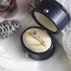 Light-Luxury Gold-Plated Slender-Band Multi-Clear Zircon Gray-Blue Zircon Ring