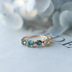 Light Luxury Gold-Plated Slim-Band Gradient Multi-Topaz Zircon Ring