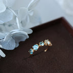 Light Luxury Gold-Plated Slim-Band Gradient Multi-Topaz Zircon Ring