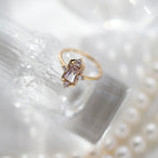 Luxury Retro Gold-Plated Geometric Natural Ametrine & White Topaz Zircon Ring