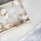 Light Luxury Gold-Plated Asymmetric Multi-Zircon Blue Sandstone Ring