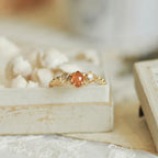 Vintage Luxury Gold-Plated Oval Zircon Orange-Red Garnet Ring