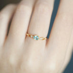 Light-Luxury Gold-Plated Hollow-Rhombus Clear Zircon Natural Paraiba Color Apatite Ring