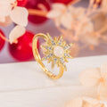 Luxury Gold-Plated Starburst Multi-Clear Zircon Natural Opal Ring