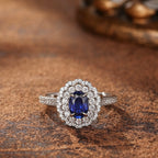 Silver-Plated Flower-Shaped High-Carbon Diamond Zircon Ring